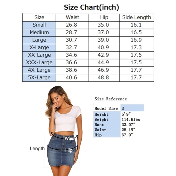 Womens Stretch High Waisted Short Mini Plus Size Denim Skirt Jean Skirt - Picture 3 of 3